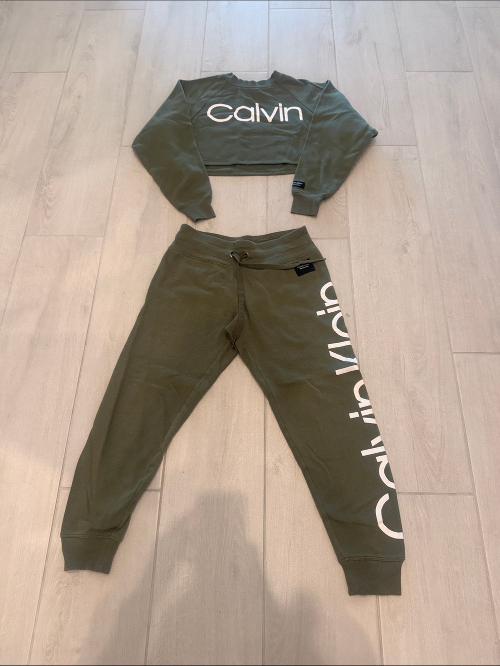 Calvin Klein Performance Olive Green Logo Jogger Set
